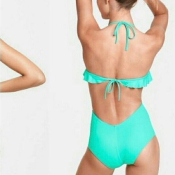 Like New Victoria’s Secret Discontinued Monokini Flounce Ruffle Swimsuit Size L - Picture 4 of 7